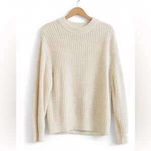 Aritzia Wilfred Waffle Knit Sweater Cream Cozy Minimalist Size M